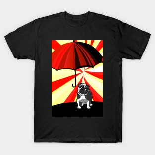 Bulldog and Umbrella Abstract Artwork - Colorful and Unique Design T-Shirt